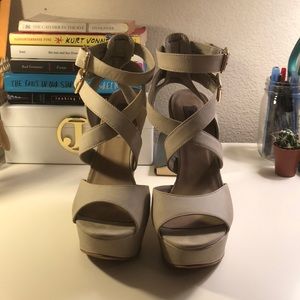 Steve Madden platform strappy wedges size 7.5